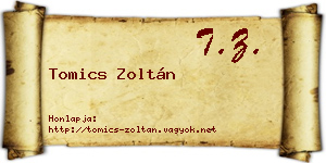 Tomics Zoltán névjegykártya